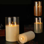 LED Candle Three Flickering Flames Paraffin Wax Exterior