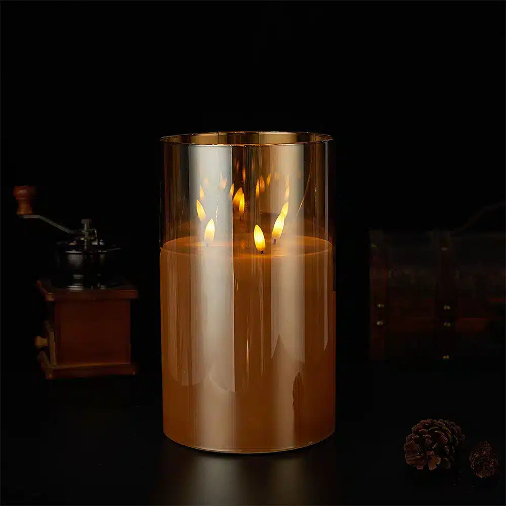 LED Candle Three Flickering Flames Paraffin Wax Exterior