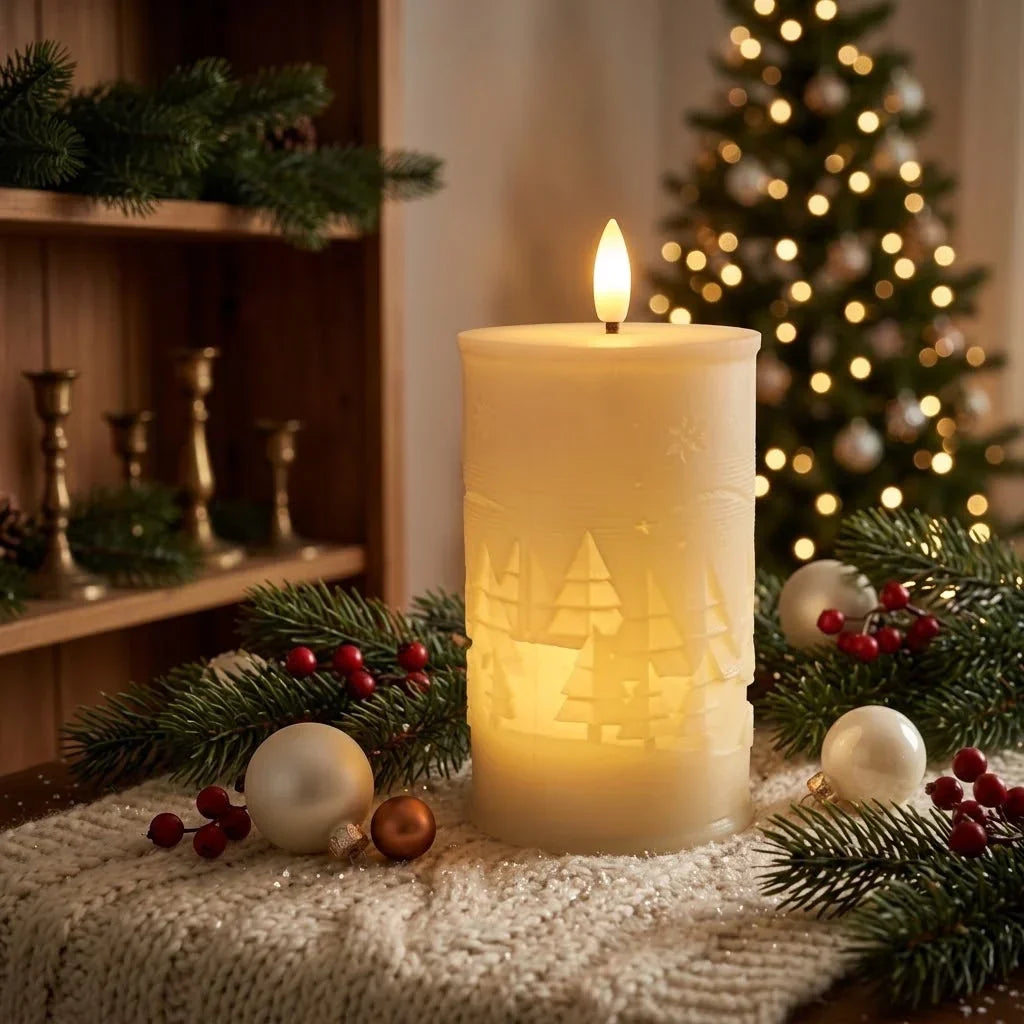 LED Candle Wax-Effect Flicker Battery-Operated Adjustable Timer