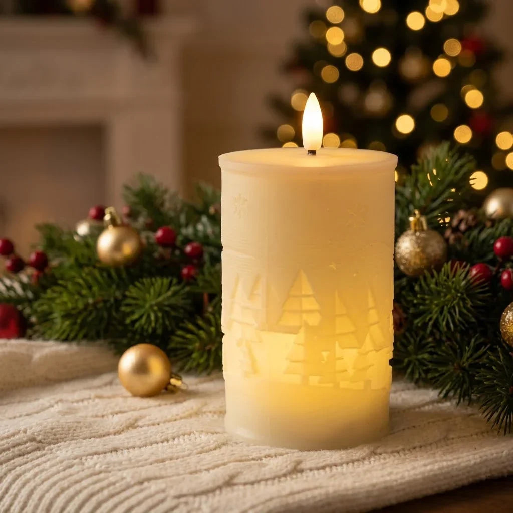 LED Candle Wax-Effect Flicker Battery-Operated Adjustable Timer