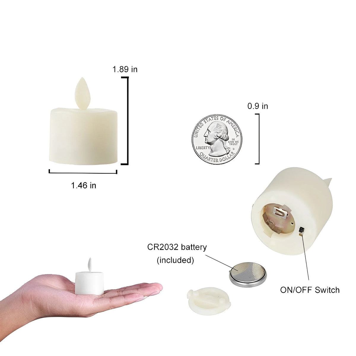 LED Candles Moving Flame Remote Control & Timer