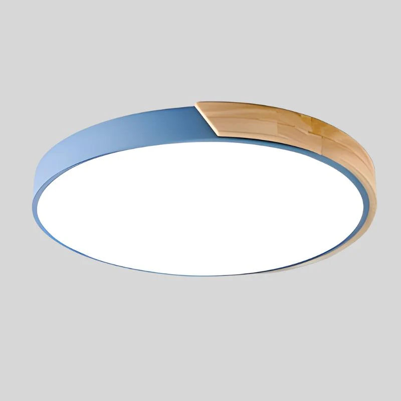 LED Ceiling Light Macaron Shape With Wood Accent
