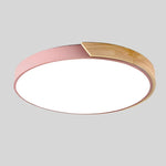 LED Ceiling Light Macaron Shape With Wood Accent