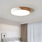 LED Ceiling Light Macaron Shape With Wood Accent