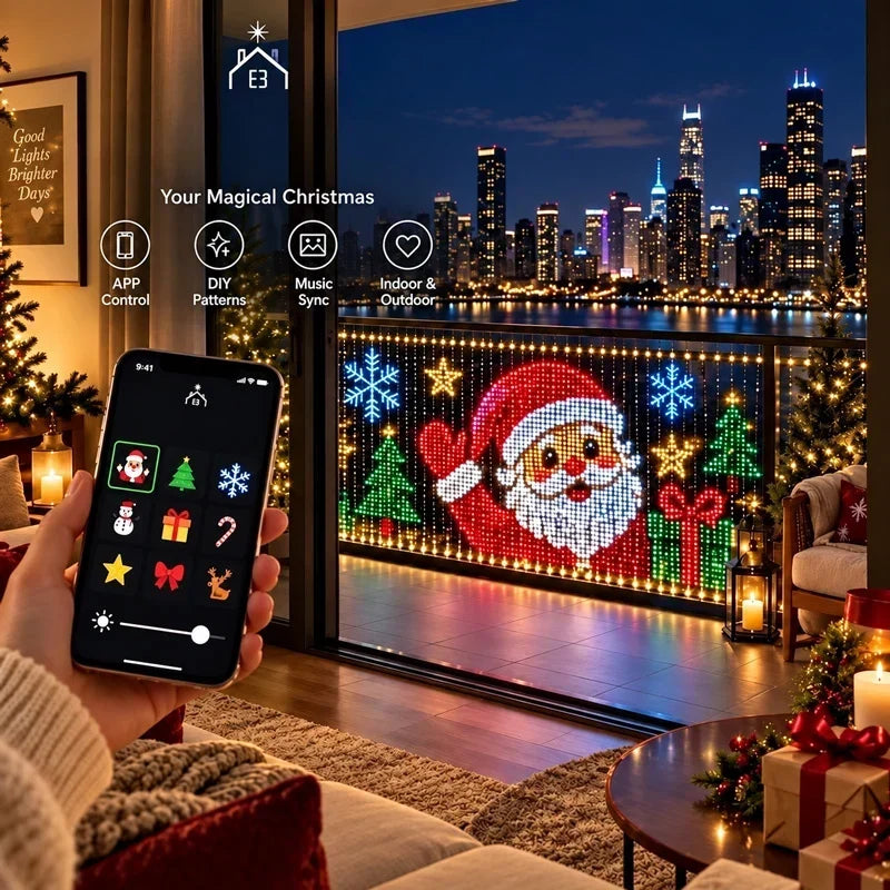 LED Curtain Lights App-Controlled 400 Individually Controllable LEDs