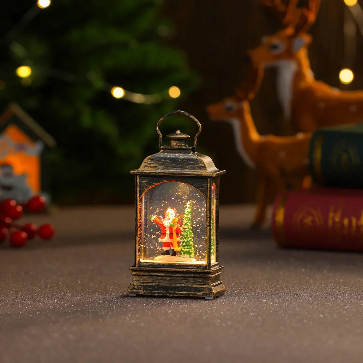LED Lantern Festive Winter Scene Energy-Efficient