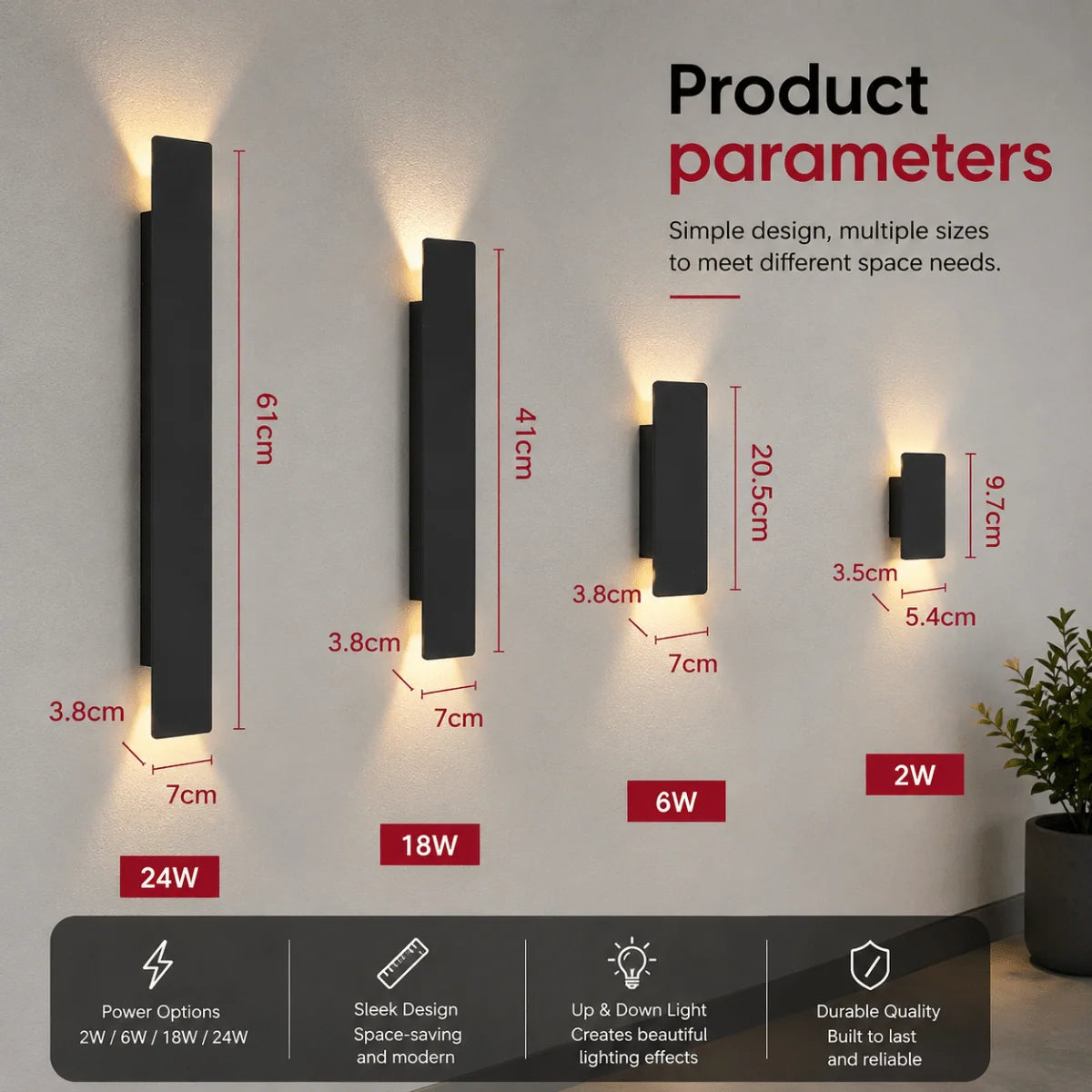 LED Wall Light Modern Energy-Efficient Indoor & Outdoor Use