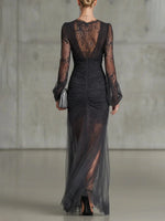 Lace Dress Fitted V-Neck Leg Slit