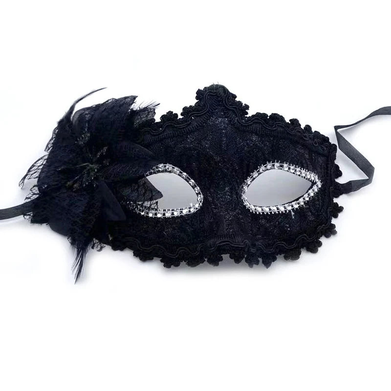 Lace Mask Floral Rhinestone Adjustable Band