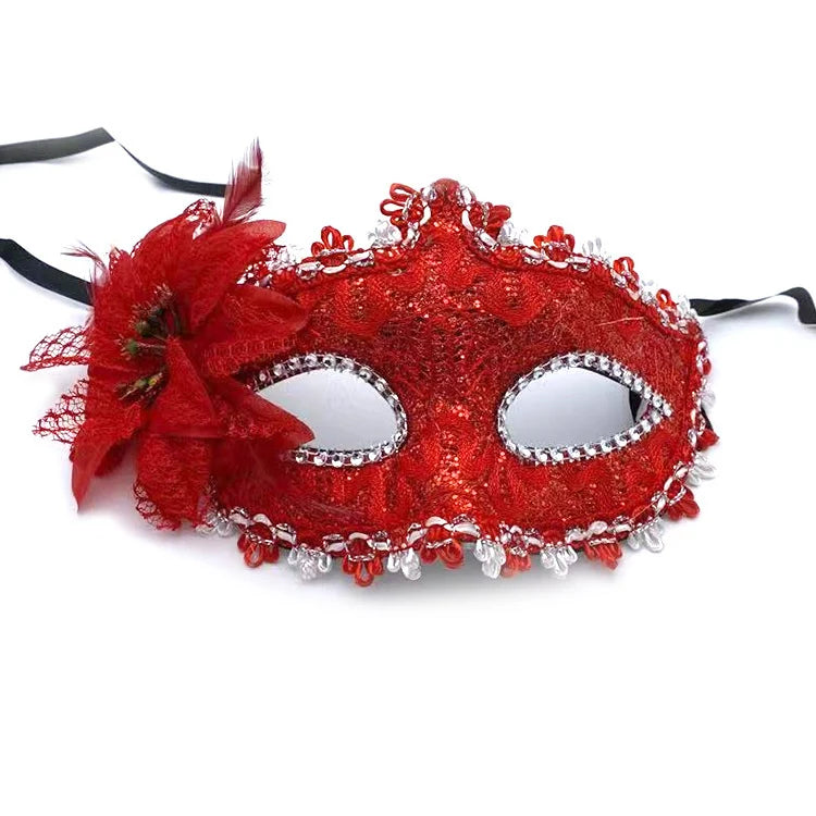 Lace Mask Floral Rhinestone Adjustable Band