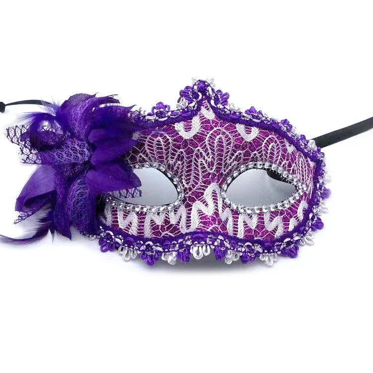 Lace Mask Floral Rhinestone Adjustable Band