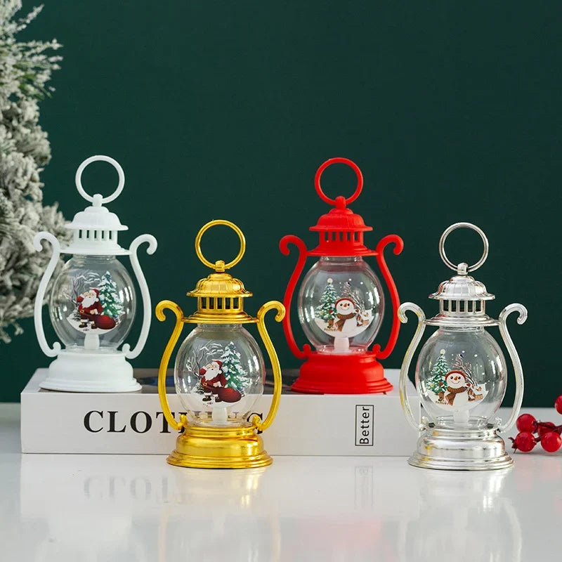 Lantern Glass & Metal Festive Motifs Soft Warm Light
