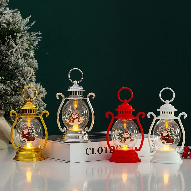 Lantern Glass & Metal Festive Motifs Soft Warm Light