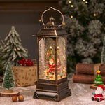 Lantern Snowfall Glitter Effect Metal & Glass Battery Operated