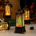 Lantern Snowfall Glitter Effect Metal & Glass Battery Operated