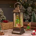 Lantern Snowfall Glitter Effect Metal & Glass Battery Operated