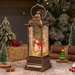 Lantern Snowfall Glitter Effect Metal & Glass Battery Operated