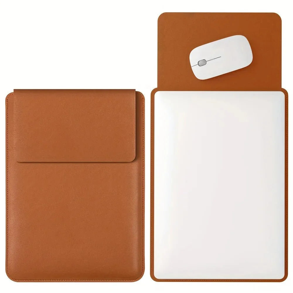 Laptop Sleeve PU Leather Plush Lining Mouse Pad Function