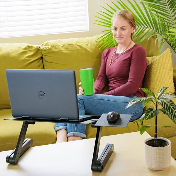 Laptop Stand Height-Adjustable Folding Aluminum With Mouse Tray