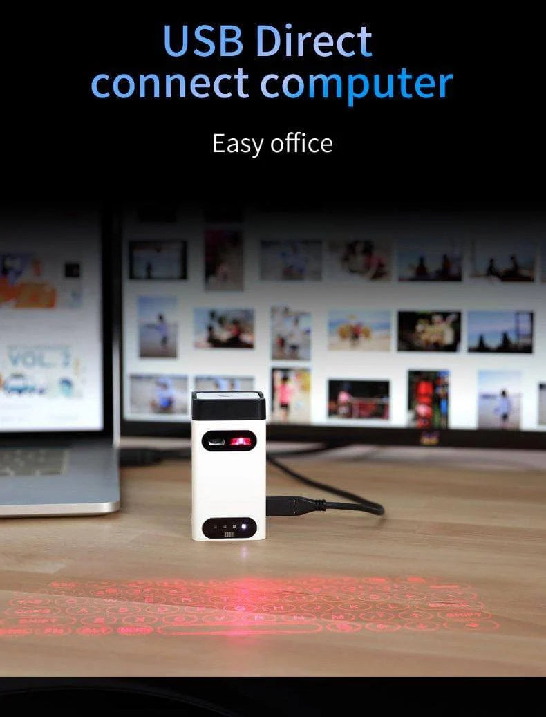 Laser Projection Keyboard Portable Bluetooth & USB Rechargeable Battery