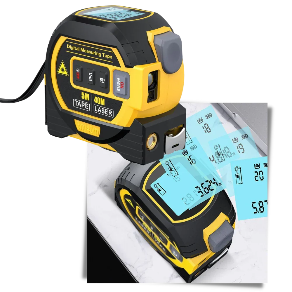 Laser Tape Measure 3-in-1 131 Ft Backlit LCD