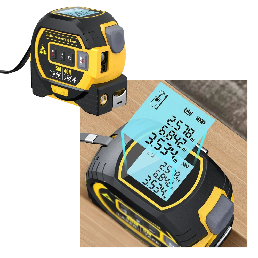 Laser Tape Measure 3-in-1 131 Ft Backlit LCD