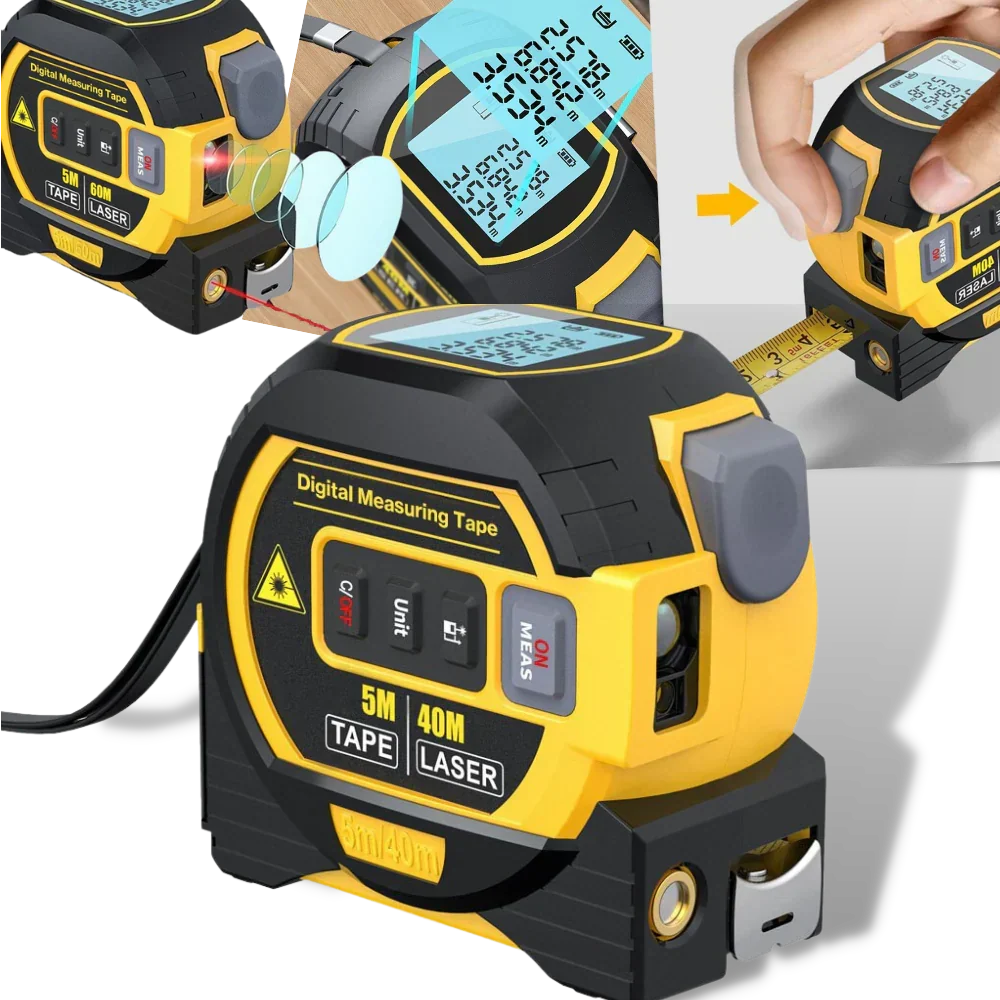 Laser Tape Measure 3-in-1 131 Ft Backlit LCD