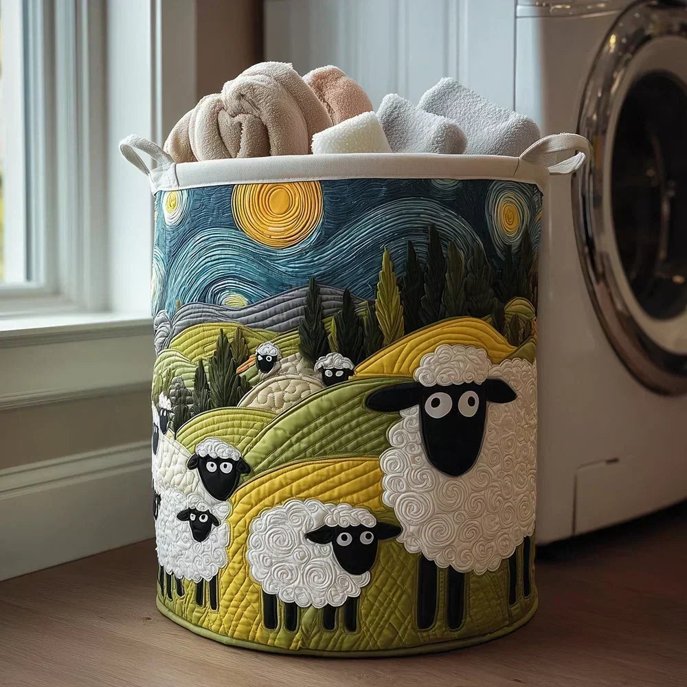Laundry Basket Hand-Quilted Appliqué Reinforced Handles 60L Capacity