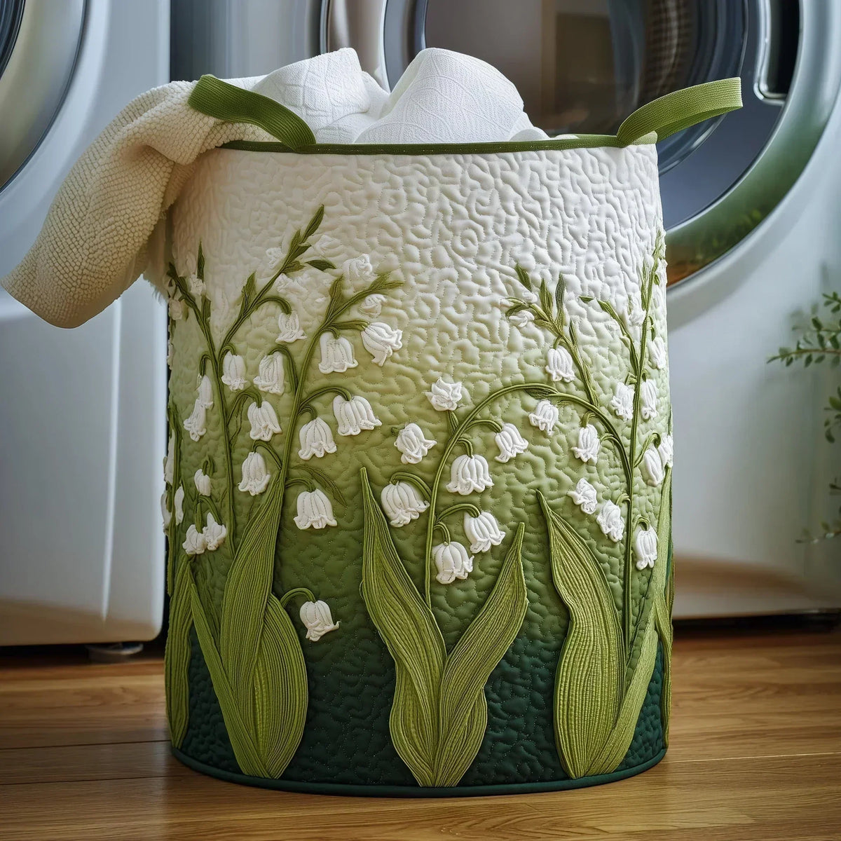Laundry Basket Hand-Quilted Appliqué Reinforced Handles 60L Capacity