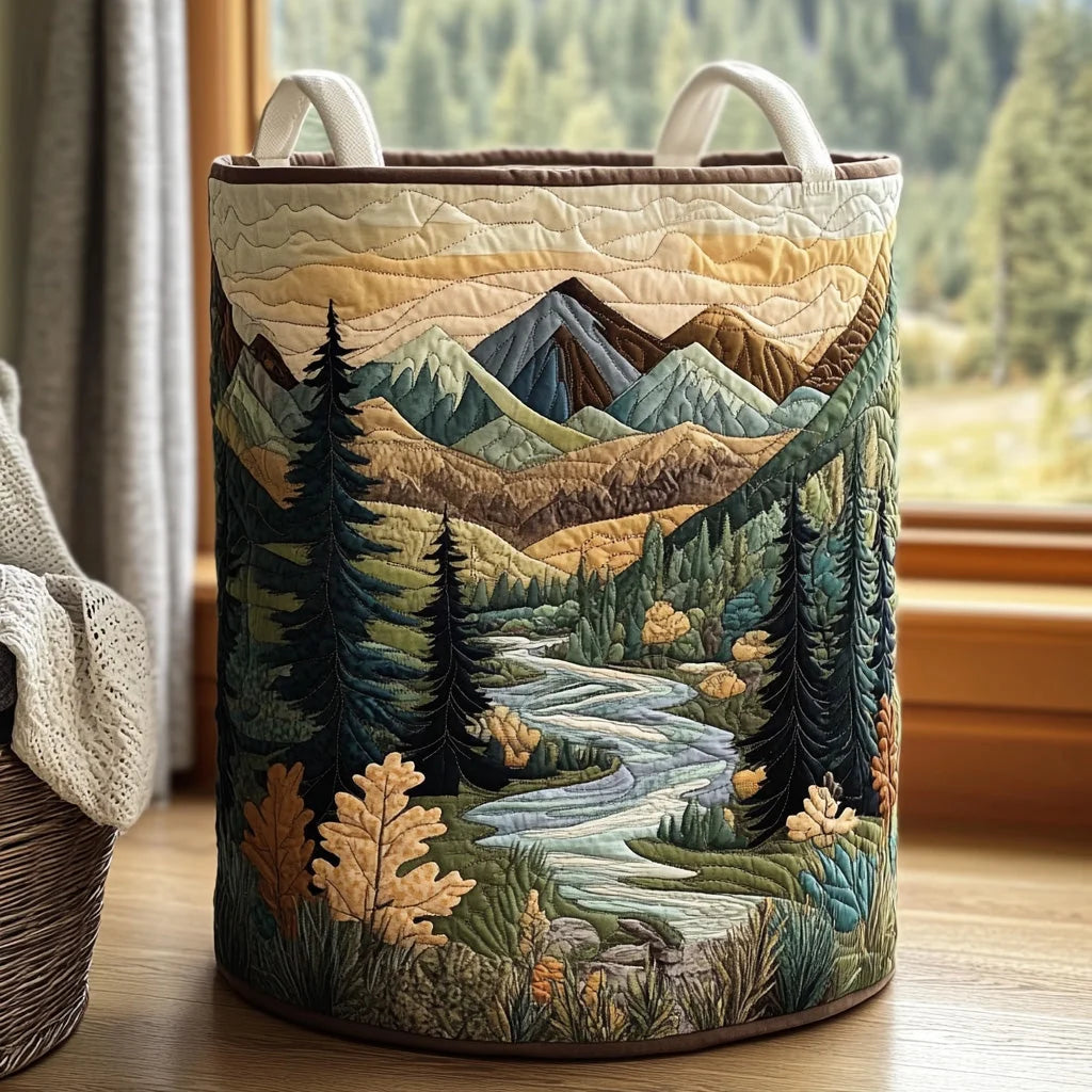 Laundry Basket Quilted Foldable Freestanding With Carry Handles