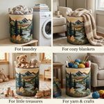 Laundry Basket Quilted Foldable Freestanding With Carry Handles