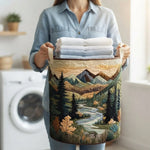 Laundry Basket Quilted Foldable Freestanding With Carry Handles