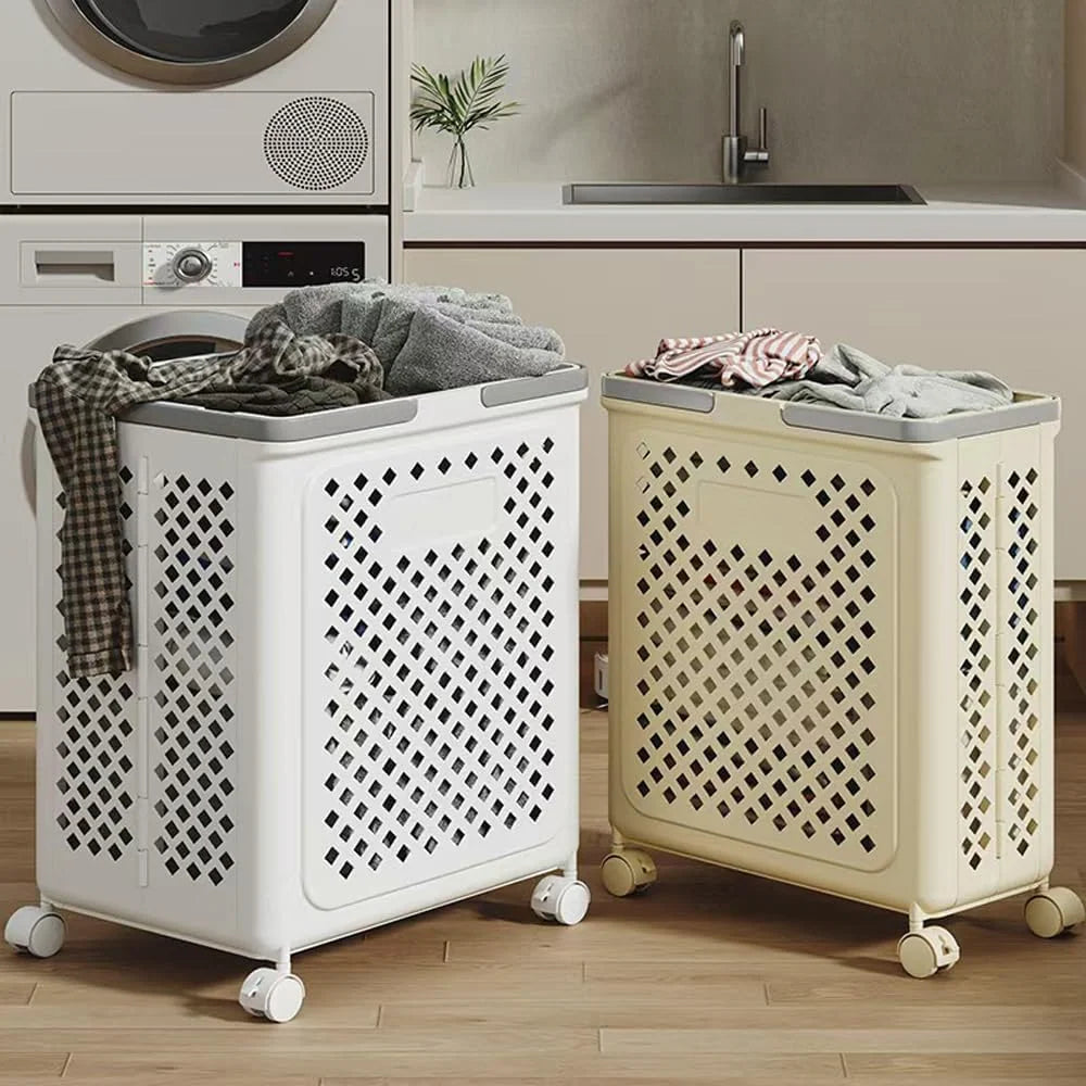 Laundry Basket Rolling Wheels Foldable Waterproof