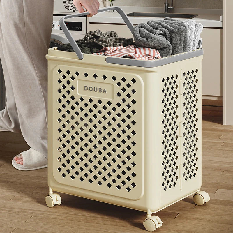 Laundry Basket Rolling Wheels Foldable Waterproof