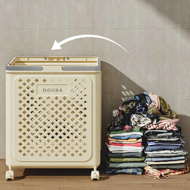 Laundry Basket Rolling Wheels Foldable Waterproof