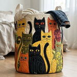 Laundry Hamper Quilted Foldable Self-Standing Cotton Blend