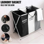 Laundry Sorter Foldable 3 Compartments Durable Oxford Fabric