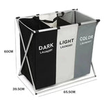 Laundry Sorter Foldable 3 Compartments Durable Oxford Fabric