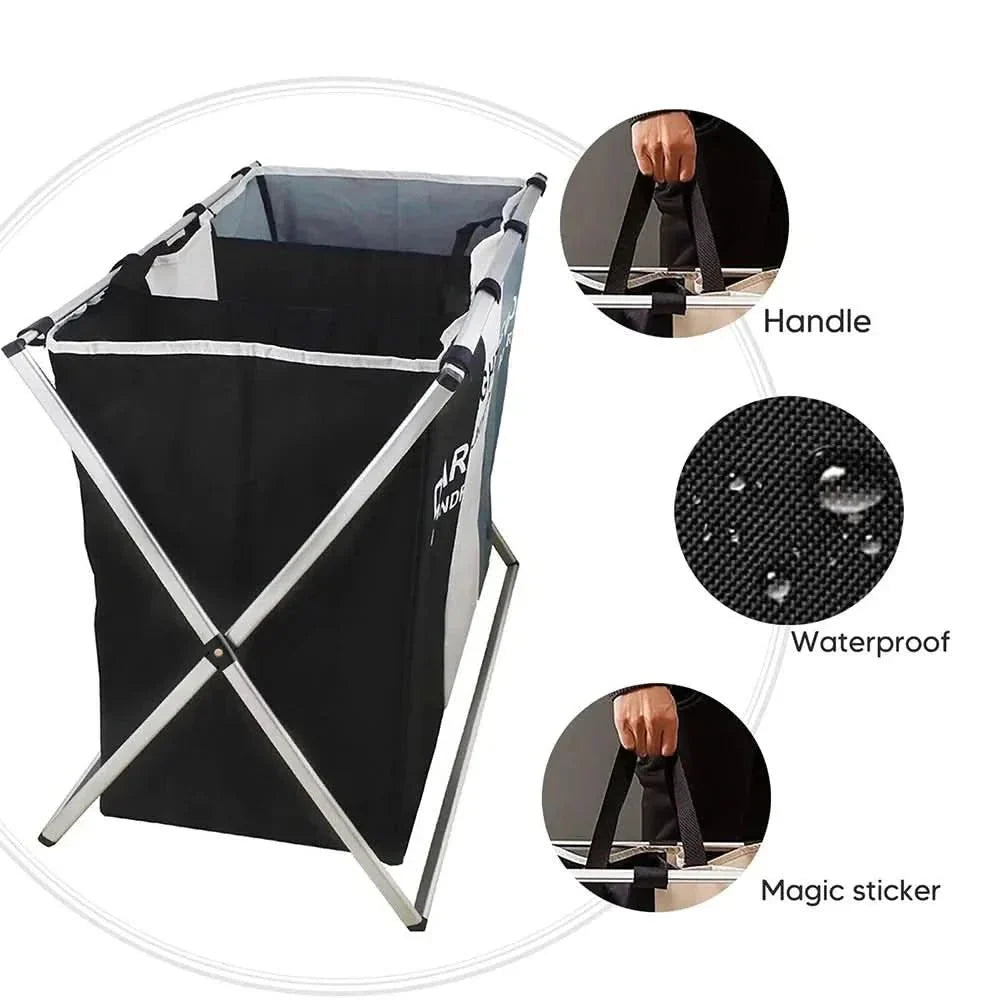 Laundry Sorter Foldable 3 Compartments Durable Oxford Fabric