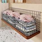 Laundry Storage Basket Wall-Mounted Angled Open Top Metal Mesh