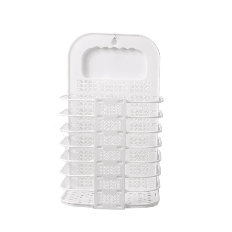 Laundry Storage Basket Wall-Mounted Foldable No-Drill Installation Holds 22 Lb+