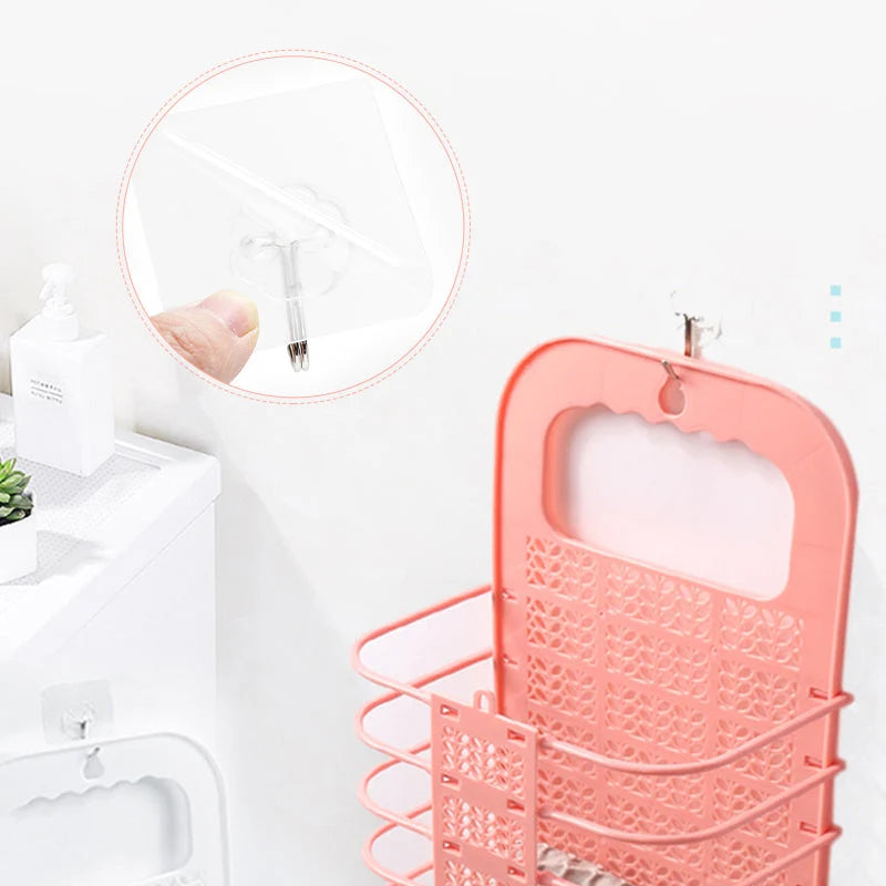 Laundry Storage Basket Wall-Mounted Foldable No-Drill Installation Holds 22 Lb+