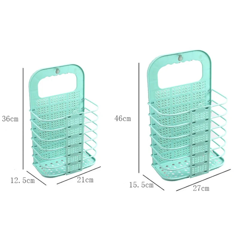 Laundry Storage Basket Wall-Mounted Foldable No-Drill Installation Holds 22 Lb+