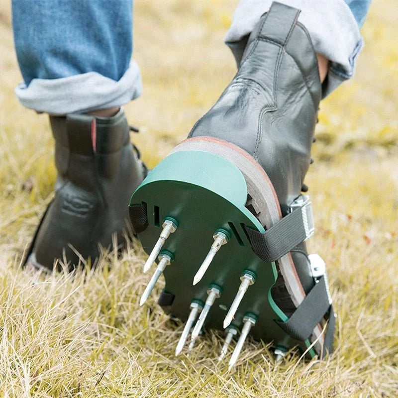 Lawn Aerator Shoes Spiked Adjustable Straps Set of 2