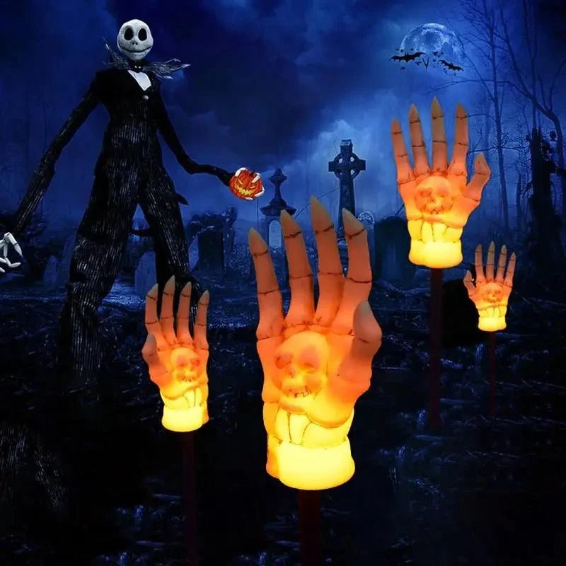 Lawn Lights Solar-Powered Skeleton Hand Stakes