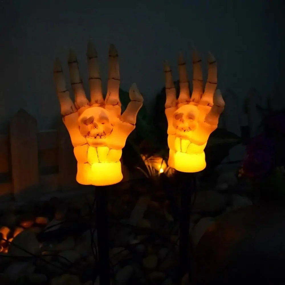 Lawn Lights Solar-Powered Skeleton Hand Stakes