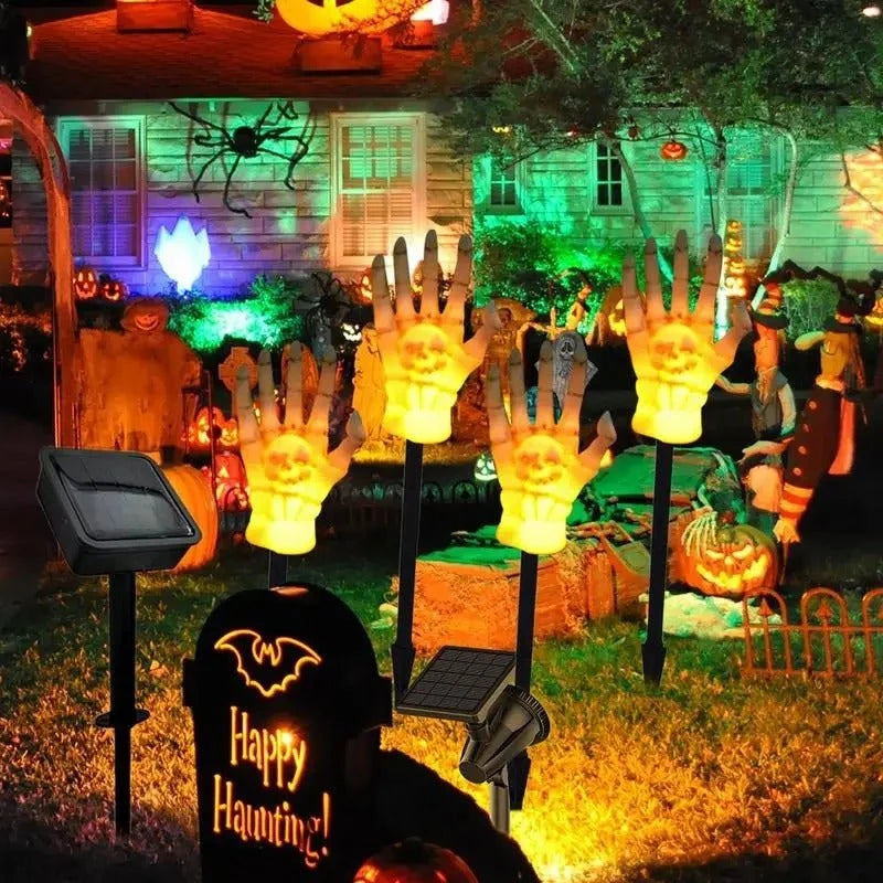 Lawn Lights Solar-Powered Skeleton Hand Stakes