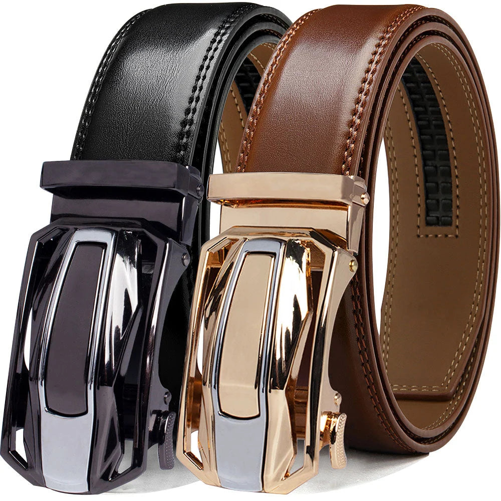 Leather Belt Genuine Leather Auto-Lock Buckle Precise Fit