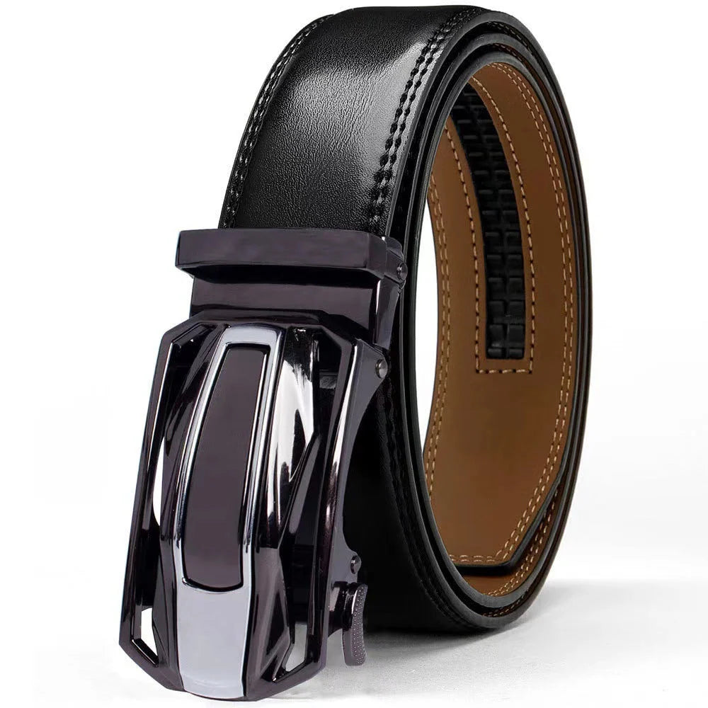 Leather Belt Genuine Leather Auto-Lock Buckle Precise Fit