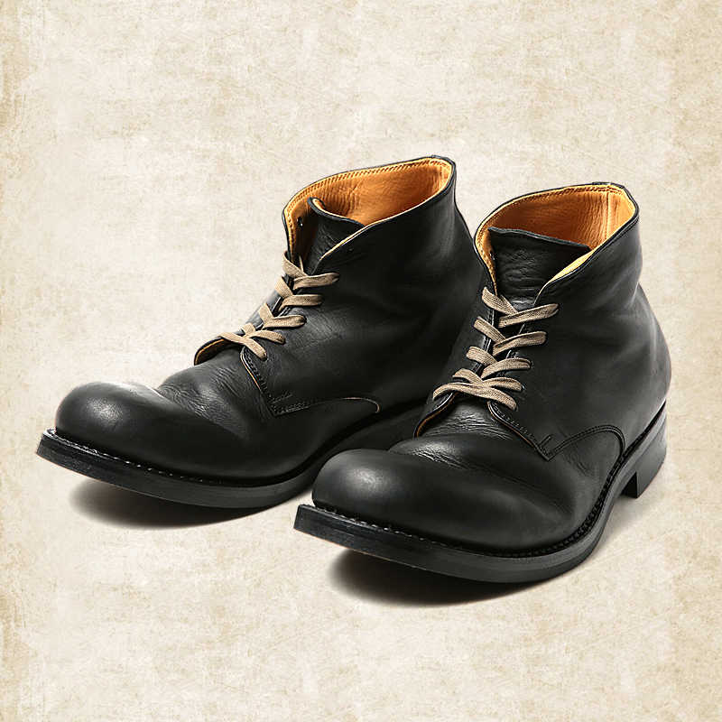 Leather Boots Retro Lace-Up Non-Slip Rubber Sole
